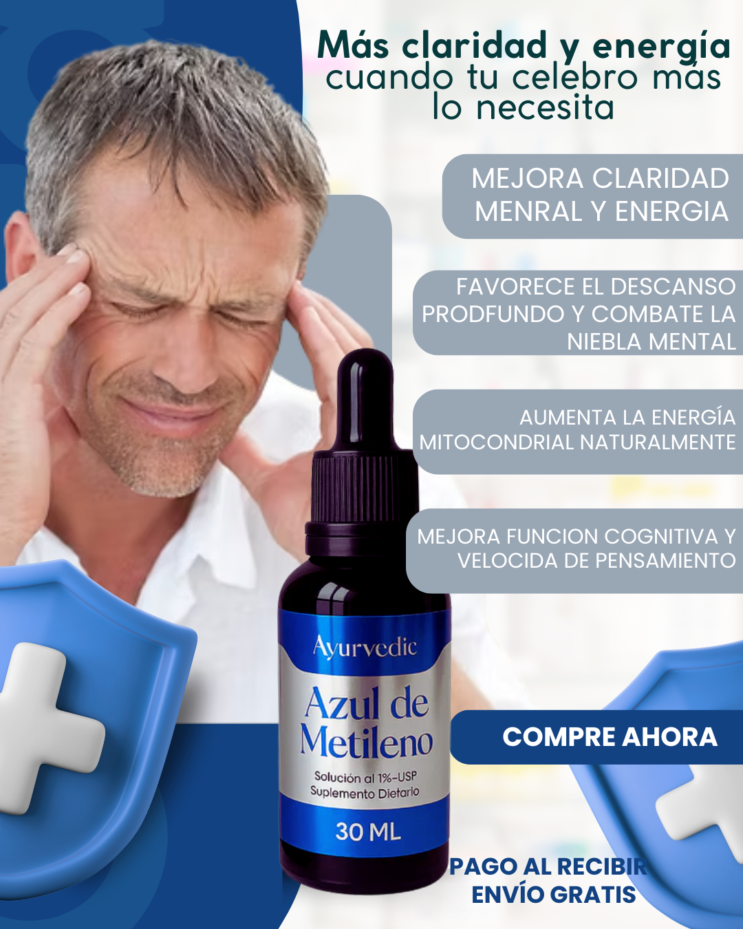 AZUL DE METILENO AYURVEDIC 30 ML - ORIGINAL (45 días) - 1% de concentración